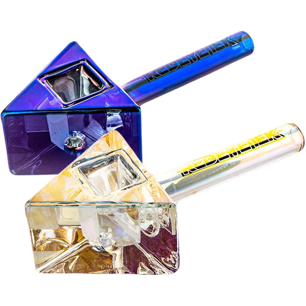 Red Eye Tek Terminator Finish Infinity Bowl Triangle Glass Hand Pipe | 4.5"