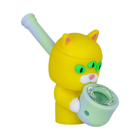 The High Culture Three-Eyed Cat Secret Stash Silicone Hand Pipe - 4"