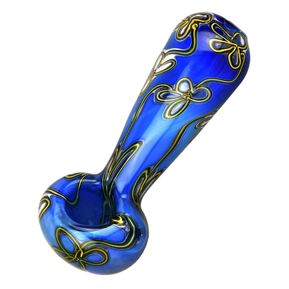 The High Culture Wild Yellow Floral Double Glass Spoon Pipe - 5"