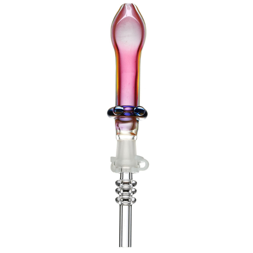 Fumed Glass Footed Honey Straw - 5.5" Dabbing Quartz Tip or Titanium Tip