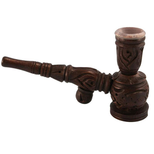 The High Culture Wooden Hukka Pipe w/ Stone Bowl