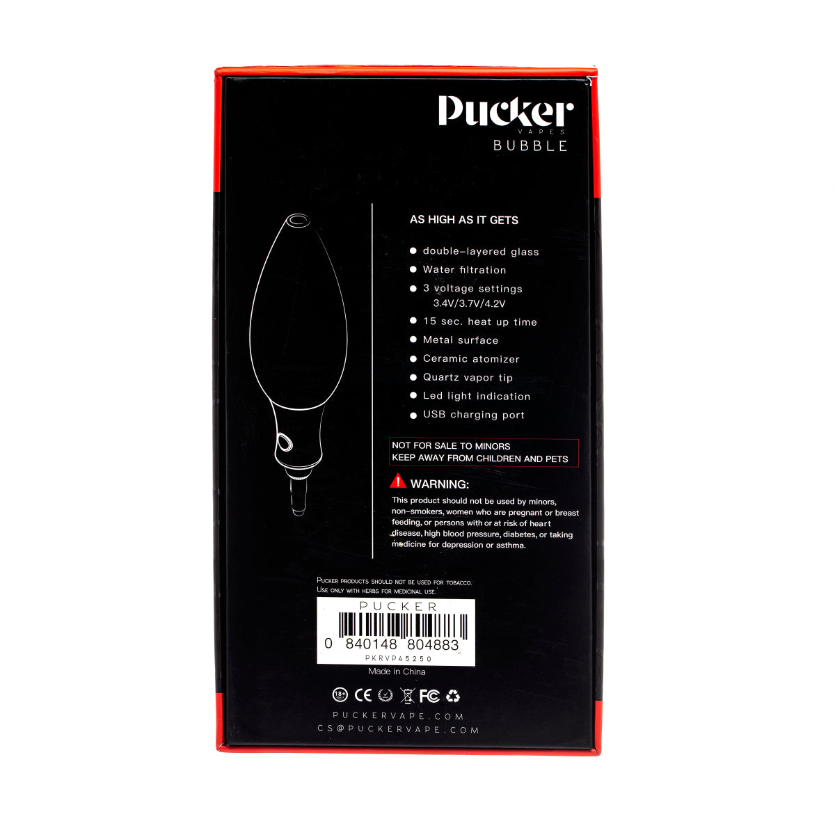 PUCKER "Bubble" Smoking Vaporizer - (1 Count)-Vaporizers, E-Cigs, and Batteries