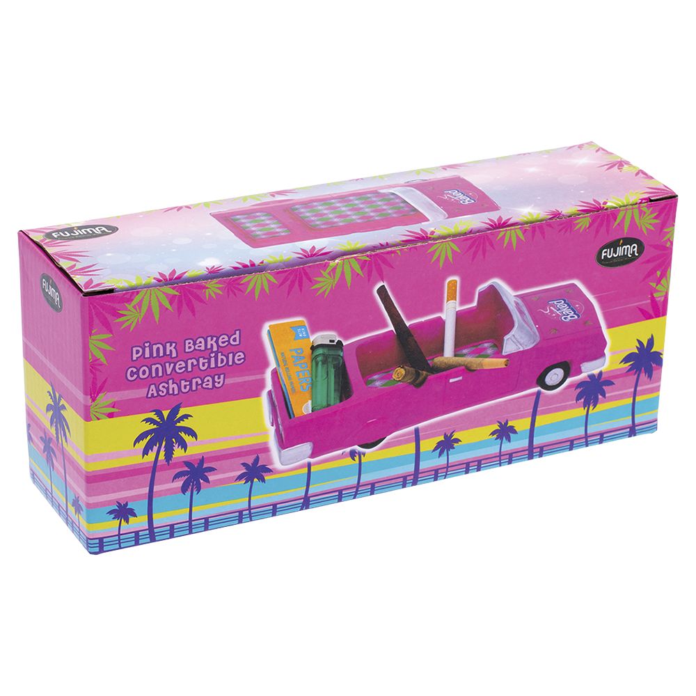 Fujima Baked Pink Convertible Polyresin Ashtray with Stash Trunk - 10"x4"