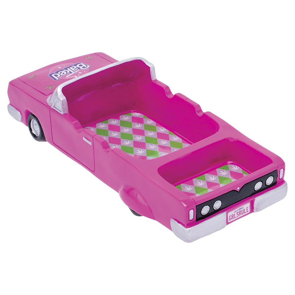 Fujima Baked Pink Convertible Polyresin Ashtray with Stash Trunk - 10"x4"