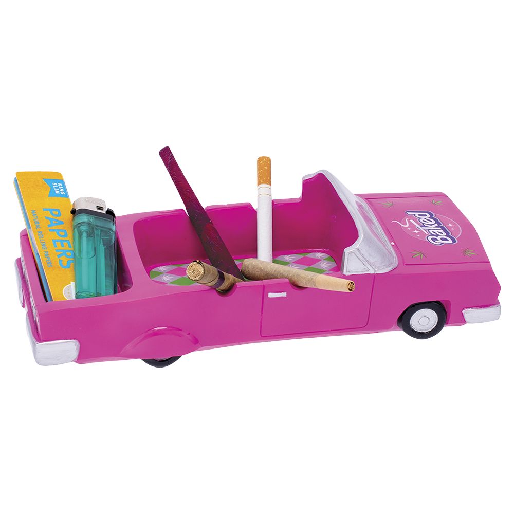 Fujima Baked Pink Convertible Polyresin Ashtray with Stash Trunk - 10"x4"