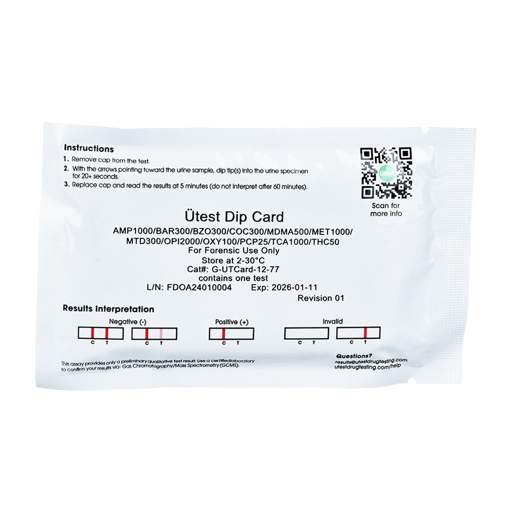 Utest 12 Panel Drug Screen Test - THC/COC/METH/OPI/PCP/BAR/BZO/MTD/OXY/AMP/TCA/MDMA