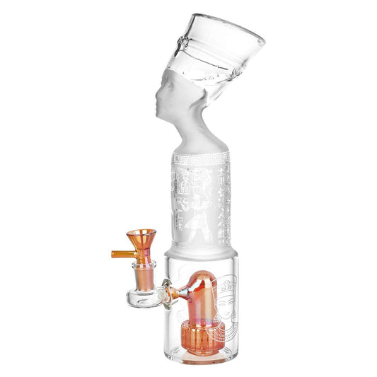 The High Culture Pharoah Head Frosted Glass Water Pipe - 11.5" / 14mm F