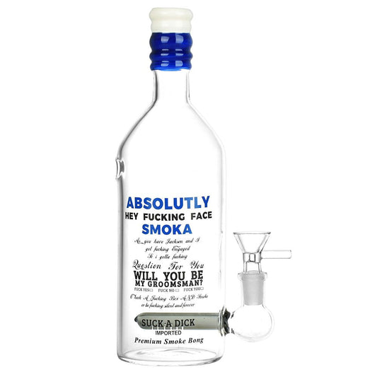 The High Culture Vodka Bottle Glass Water Pipe - 9.5" / 14mm F