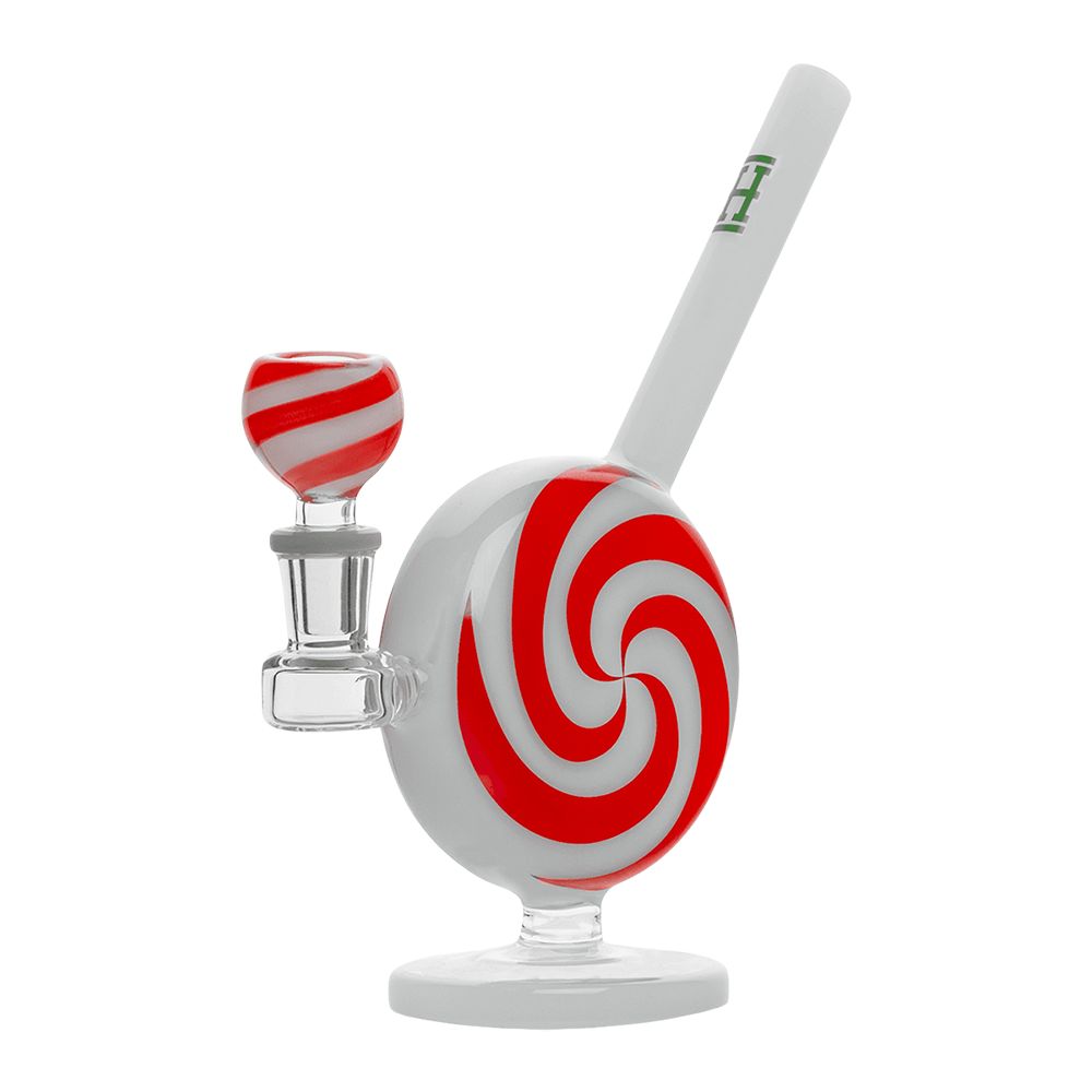 Hemper Jollypop Candy Cane Glass Water Pipe - 6.75" / 14mm F