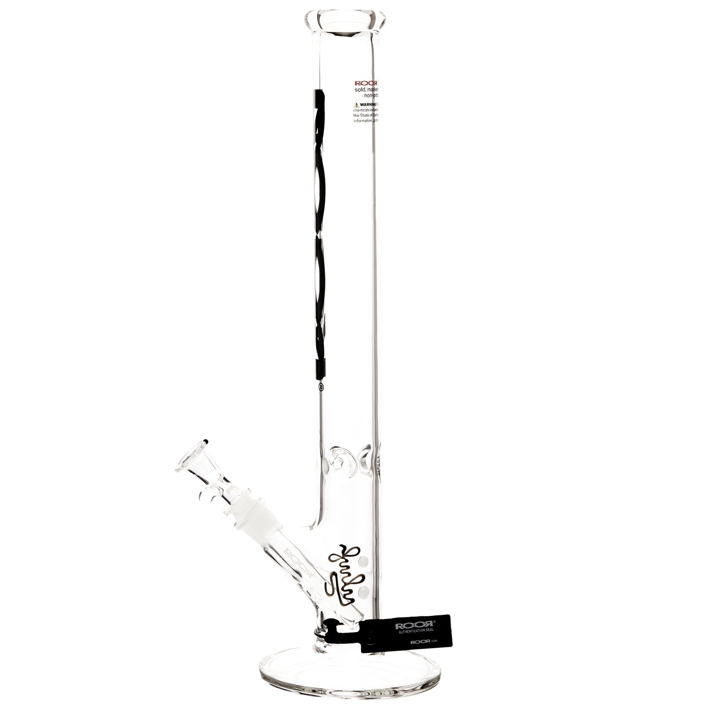 RooR Classic Straight Water Pipe - Black/White Logo 18"