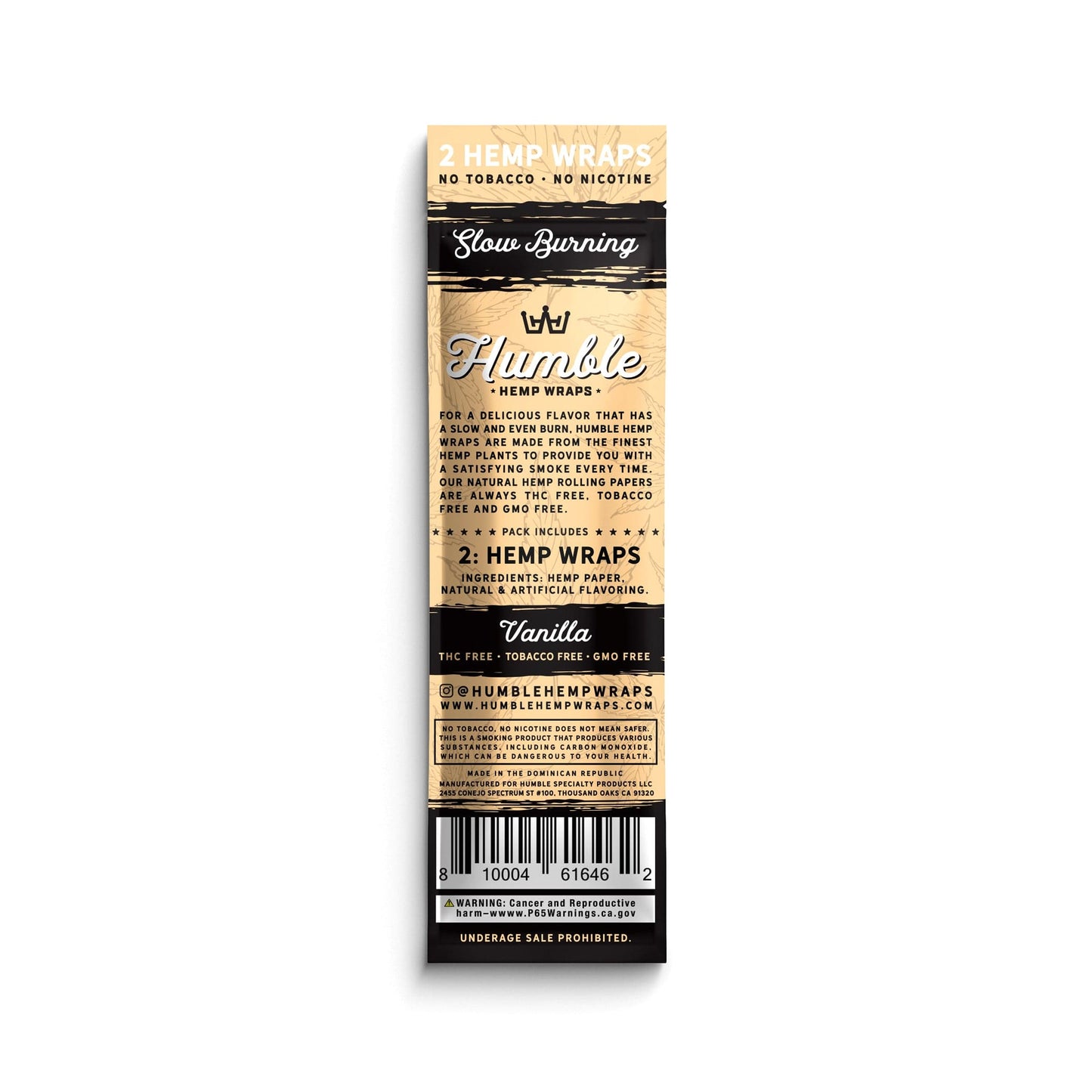 Humble Hemp Wraps - Vanilla - 25 Pack