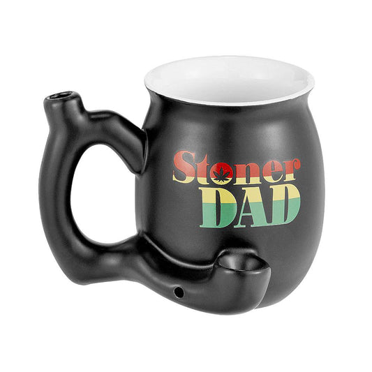 Ceramic Mug Pipe with Stoner Dad text in Rasta