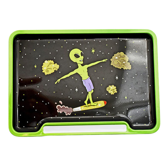 The High Culture Alien Doobie Surfer Rolling Tray Box - 8"x5.75"