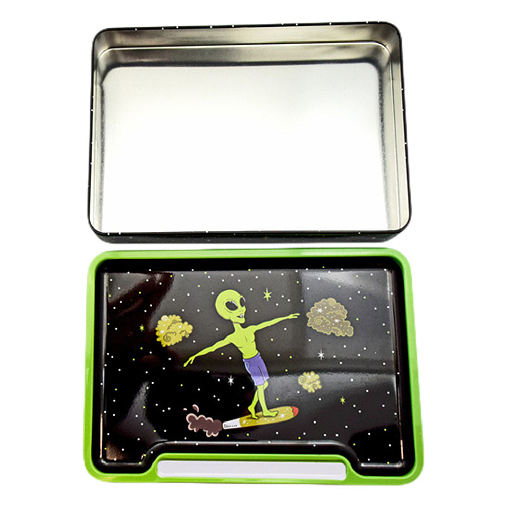 The High Culture Alien Doobie Surfer Rolling Tray Box - 8"x5.75"