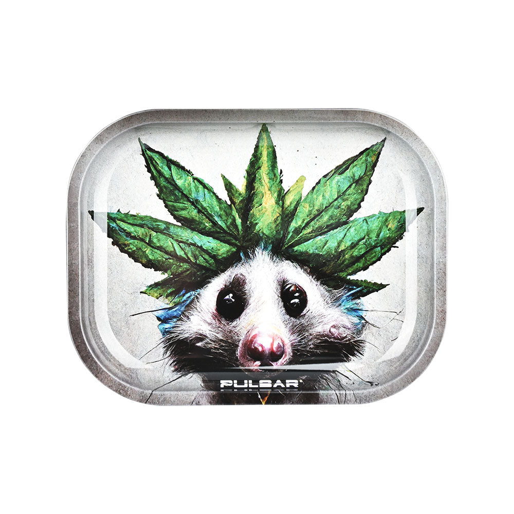 Pulsar Mini Metal Rolling Tray w/ Lid - Opotsum / 7"x5.5"